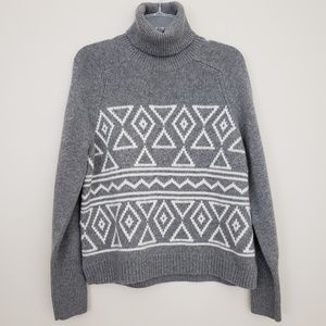 J. Crew Fair Isle Classic Turtleneck Sweater Gray